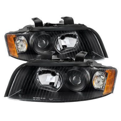 Xtune Crystal Headlights Audi A4 (02-05) [Halogen Only] Black w/ Amber Turn Signal Light