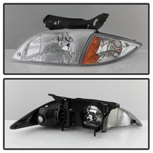 Load image into Gallery viewer, Xtune Headlights Chevy Cavalier (00-02) [Halogen -OEM Style] Chrome / Black w/ Amber Corner Lamp Alternate Image