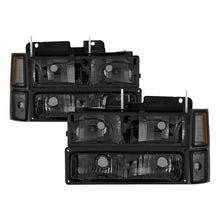 Load image into Gallery viewer, Xtune Headlights Chevy Suburban (94-98) [OE Style w/ Corner &amp; Parking Lights - 8 pcs] Black / Chrome / Smoked - Black Alternate Image