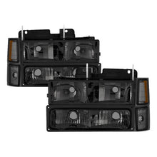 Load image into Gallery viewer, Xtune Headlights Chevy Tahoe (95-99) [OE Style w/ Corner &amp; Parking Lights - 8 pcs] Black / Chrome / Smoked - Black Alternate Image