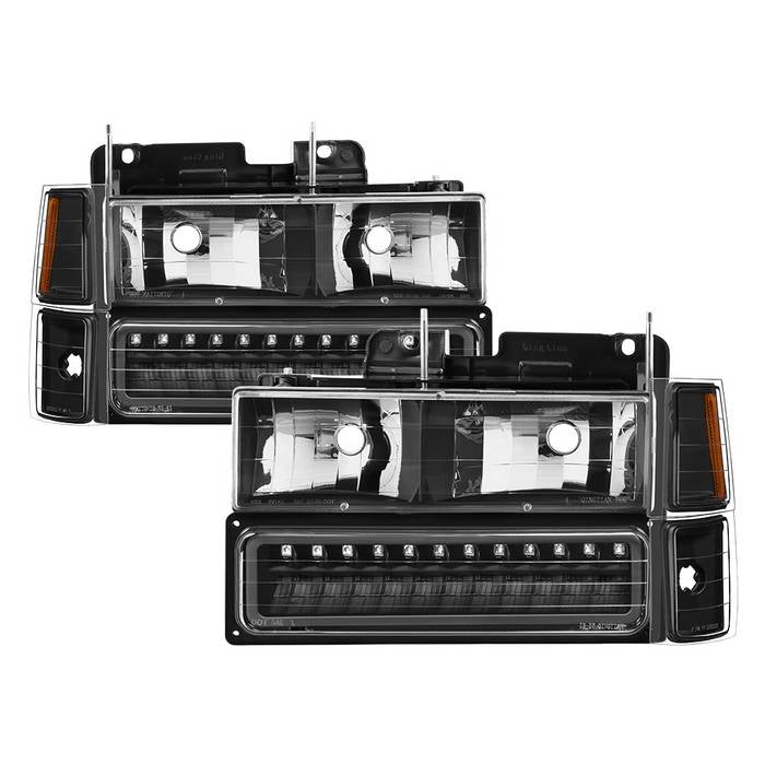 Xtune Headlights Chevy Tahoe (92-99) [w/ Corner/LED Bumper Headlights ] Black / Chrome / Smoke