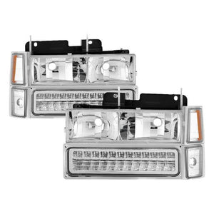 Xtune Headlights Chevy Tahoe (92-99) [w/ Corner/LED Bumper Headlights ] Black / Chrome / Smoke