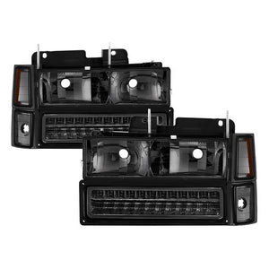 Xtune Headlights Chevy Tahoe (92-99) [w/ Corner/LED Bumper Headlights ] Black / Chrome / Smoke