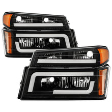 Load image into Gallery viewer, Xtune Headlights Chevy Colorado (04-12) [Light Bar DRL w/ Bumper Lights] Black or Chrome w/ Amber Turn Signal Light - Black Alternate Image