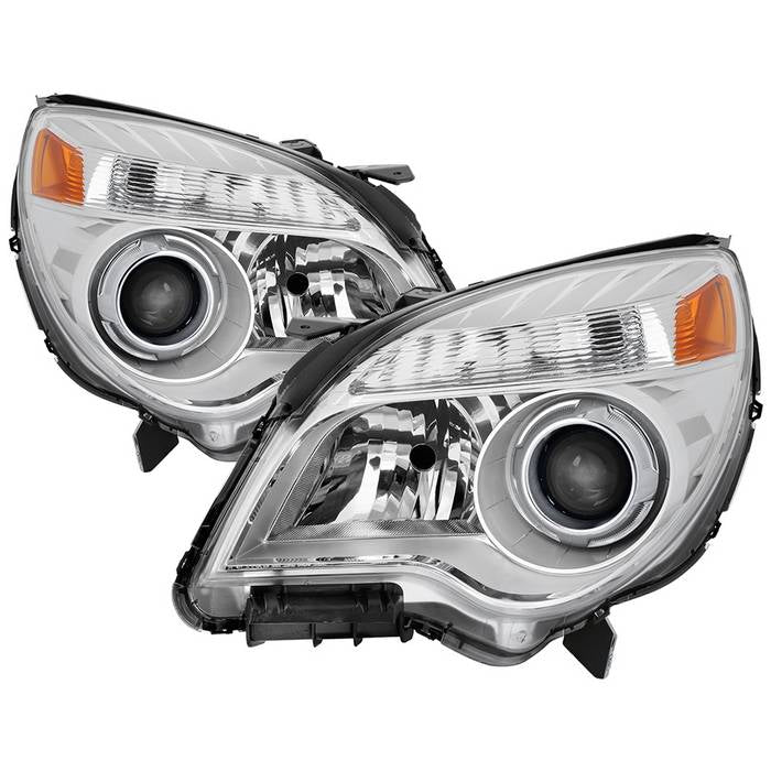 Xtune Projector Headlights Chevy Equinox LTZ (10-17) [Halogen -OEM Style]  Chrome / Black w/ Amber Side Light