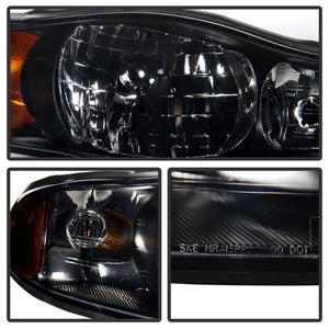 Xtune Headlights Chevy Monte Carlo (00-05) [OEM Style] Black/ Chrome/ Black Smoked w/ Amber Corner Lights