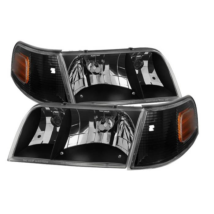 Xtune Crystal Headlights Ford Crown Victoria (98-11) Black or Chrome w/ Amber Signal Light