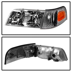 Xtune Crystal Headlights Ford Crown Victoria (98-11) Black or Chrome w/ Amber Signal Light