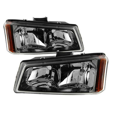 Xtune Crystal Headlights Chevy Silverado (03-07) Black or Smoked w/ Amber Turn Signal Light
