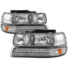 Load image into Gallery viewer, Xtune Headlights Chevy Silverado (99-02) [w/ LED Bumper Lights] Chrome or Smoke w/ Amber Turn Signal Light Alternate Image