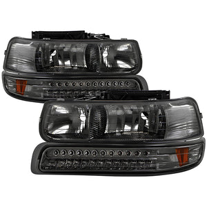 Xtune Headlights Chevy Silverado (99-02) [w/ LED Bumper Lights] Chrome or Smoke w/ Amber Turn Signal Light