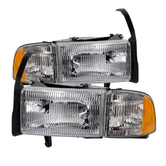 Xtune Headlights Dodge Ram 1500 (94-01) [OEM Style] Chrome w/ Amber Corner Lights