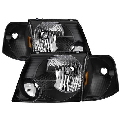 Xtune Headlights Ford Explorer 4Dr (02-05) [OEM Style w/ Corner 4pcs sets] Black w/ Amber Signal Lights