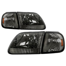 Load image into Gallery viewer, Xtune Crystal Headlights Ford F150 (97-03) [w/ Corner Lights] Black / Black Smoke/ Smoke - Smoke Alternate Image