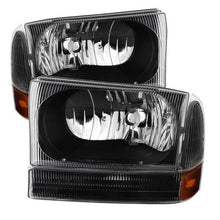 Load image into Gallery viewer, Xtune Crystal Headlights Ford F250 F350 F450 Superduty (99-04) [OEM Style] Black or Chrome w/ Amber Corner Lights - Full Amber Light / Chrome Alternate Image