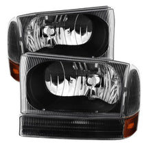 Load image into Gallery viewer, Xtune Crystal Headlights Ford Excursion (99-04) [OEM Style] Black or Chrome w/ Amber Corner Lights - Side Amber Light / Black Alternate Image