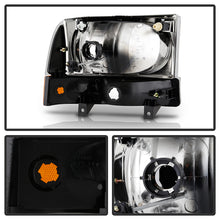 Load image into Gallery viewer, Xtune Crystal Headlights Ford F250 F350 F450 Superduty (99-04) [OEM Style] Black or Chrome w/ Amber Corner Lights - Full Amber Light / Chrome Alternate Image