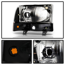 Load image into Gallery viewer, Xtune Crystal Headlights Ford Excursion (99-04) [OEM Style] Black or Chrome w/ Amber Corner Lights - Full Amber Light / Chrome Alternate Image