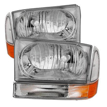 Load image into Gallery viewer, Xtune Crystal Headlights Ford Excursion (99-04) [OEM Style] Black or Chrome w/ Amber Corner Lights - Side Amber Light / Chrome Alternate Image