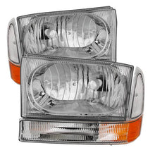 Load image into Gallery viewer, Xtune Crystal Headlights Ford F250 F350 F450 Superduty (99-04) [OEM Style] Black or Chrome w/ Amber Corner Lights - Full Amber Light / Chrome Alternate Image