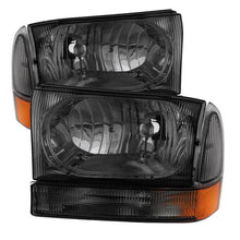 Load image into Gallery viewer, Xtune Crystal Headlights Ford F250 F350 F450 Superduty (99-04) [OEM Style] Black or Chrome w/ Amber Corner Lights - Full Amber Light / Chrome Alternate Image