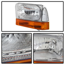 Load image into Gallery viewer, Xtune Crystal Headlights Ford Excursion (99-04) [OEM Style] Black or Chrome w/ Amber Corner Lights - Full Amber Light / Chrome Alternate Image