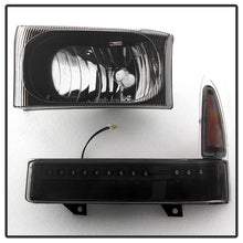 Load image into Gallery viewer, Xtune Crystal Headlights Ford F250 F350 F450 Superduty (99-04) [OEM Style] Black or Chrome w/ Amber Corner Lights - Full Amber Light / Chrome Alternate Image