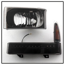 Load image into Gallery viewer, Xtune Crystal Headlights Ford Excursion (99-04) [OEM Style] Black or Chrome w/ Amber Corner Lights - Full Amber Light / Chrome Alternate Image