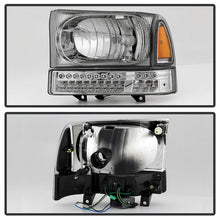 Load image into Gallery viewer, Xtune Crystal Headlights Ford Excursion (99-04) [OEM Style] Black or Chrome w/ Amber Corner Lights - Full Amber Light / Chrome Alternate Image