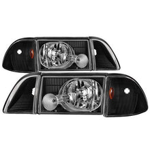 Load image into Gallery viewer, Xtune Headlights Ford Mustang (1987-1993) [OEM Style] Black or Chrome w/ Amber Corner Parking Lights - Black Alternate Image
