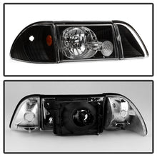 Load image into Gallery viewer, Xtune Headlights Ford Mustang (1987-1993) [OEM Style] Black or Chrome w/ Amber Corner Parking Lights - Black Alternate Image