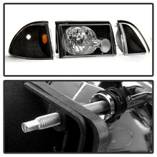 Load image into Gallery viewer, Xtune Headlights Ford Mustang (1987-1993) [OEM Style] Black or Chrome w/ Amber Corner Parking Lights - Black Alternate Image