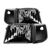 Load image into Gallery viewer, Xtune Crystal Headlights Ford Ranger (93-97) [OEM Style w/ Corner Lights] Black Smoked w/ Amber Turn Signal Lights Alternate Image