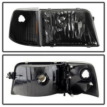 Load image into Gallery viewer, Xtune Crystal Headlights Ford Ranger (93-97) [OEM Style w/ Corner Lights] Black Smoked w/ Amber Turn Signal Lights Alternate Image