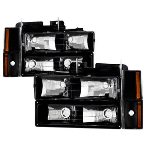 Xtune Crystal Headlights Chevy Suburban (88-93) [Black / Chrome / Smoke] w/ or w/o Bumper Lights