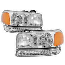 Load image into Gallery viewer, Xtune Headlights GMC Sierra (99-06) [w/ LED Bumper Lights] Black or Chrome w/ Amber Turn Signal Lights - Chrome Alternate Image