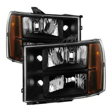 Load image into Gallery viewer, Xtune Crystal Headlights GMC Sierra (07-13) Black or Black Smoked w/ Amber Turn Signal Lights - Black Alternate Image