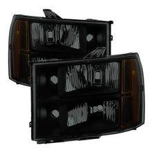 Load image into Gallery viewer, Xtune Crystal Headlights GMC Sierra (07-13) Black or Black Smoked w/ Amber Turn Signal Lights - Black Smoke Alternate Image