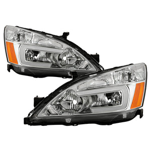 Xtune Crystal Headlights Honda Accord Coupe/Sedan (03-07) [w/ LED DRL Lights] Black or Chrome