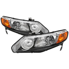 Load image into Gallery viewer, Xtune Crystal Headlights Honda Civic Sedan (06-11) Black w/ Amber Turn Signal Lights - Default Title Alternate Image