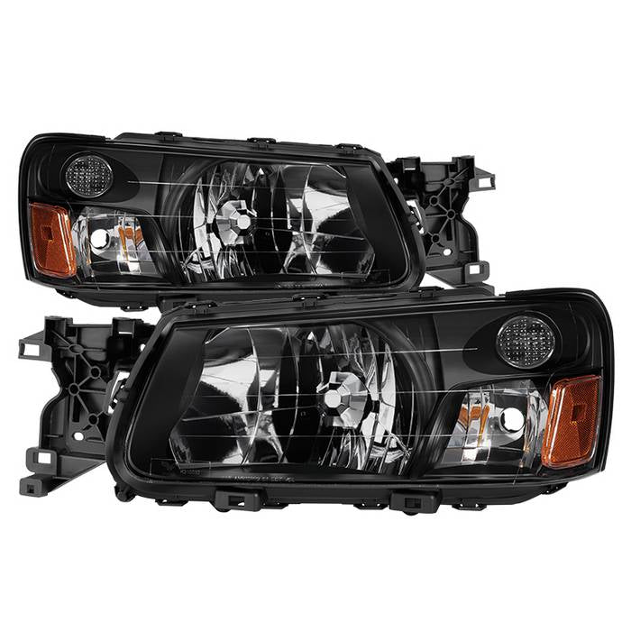 Xtune Headlights Subaru Forester (03-04) [OEM Style] Black w/ Amber Turn Signal Lights