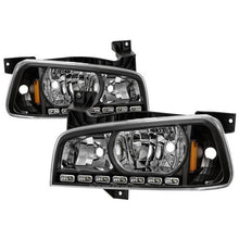 Load image into Gallery viewer, Xtune Crystal Headlights Dodge Charger (06-10) [w/ LED DRL Lights] Black / Chrome / Smoke w/ Amber Turn Signal Light - Black Alternate Image
