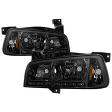 Load image into Gallery viewer, Xtune Crystal Headlights Dodge Charger (06-10) [w/ LED DRL Lights] Black / Chrome / Smoke w/ Amber Turn Signal Light - Smoke Alternate Image