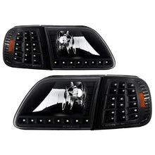 Load image into Gallery viewer, Xtune Crystal Headlights Ford F150 (97-03) [w/ Clear LED DRL &amp; Corners] Black / Chrome / Smoke - Black Alternate Image