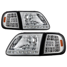 Load image into Gallery viewer, Xtune Crystal Headlights Ford Expedition (97-02) [w/ Clear LED DRL &amp; Corners] Black / Chrome / Smoke Alternate Image