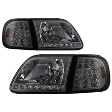 Load image into Gallery viewer, Xtune Crystal Headlights Ford F150 (97-03) [w/ Clear LED DRL &amp; Corners] Black / Chrome / Smoke - Smoke Alternate Image