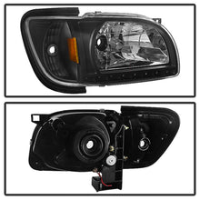 Load image into Gallery viewer, Xtune Crystal Headlights Toyota Tacoma (01-04) [1 Piece] Black or Chrome Trim Corner w/ Amber Turn Signal Lights - Black / Black Alternate Image