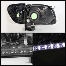 Load image into Gallery viewer, Xtune Crystal Headlights Toyota Tacoma (01-04) [1 Piece] Black or Chrome Trim Corner w/ Amber Turn Signal Lights - Black / Black Alternate Image