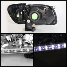 Load image into Gallery viewer, Xtune Crystal Headlights Toyota Tacoma (01-04) [1 Piece] Black or Chrome Trim Corner w/ Amber Turn Signal Lights - Black / Black Alternate Image