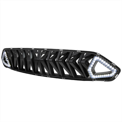 Spec-D Grill Ford Mustang S550 (18-22) Black w/ White LED & Sequential Turn Signal Light